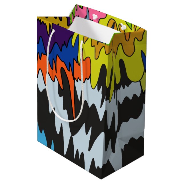 Liquid Drip Colourful Groovy Stripe Trippy Pattern Medium Gift Bag (Back Angled)