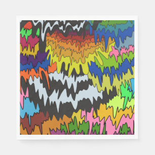 Liquid Drip Colourful Groovy Stripe Trippy Pattern Napkin