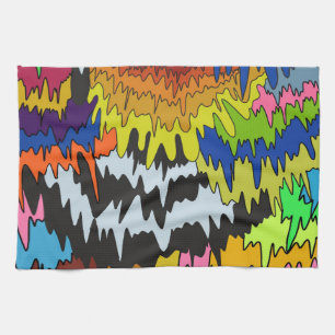 Liquid Drip Colourful Groovy Stripe Trippy Pattern Tea Towel