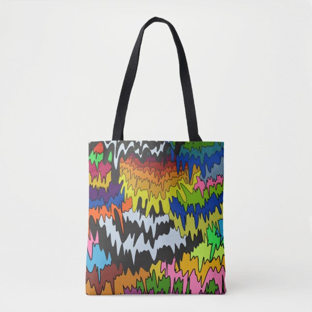Liquid Drip Colourful Groovy Stripe Trippy Pattern Tote Bag (Front)