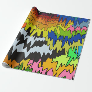 Liquid Drip Colourful Groovy Stripe Trippy Pattern Wrapping Paper