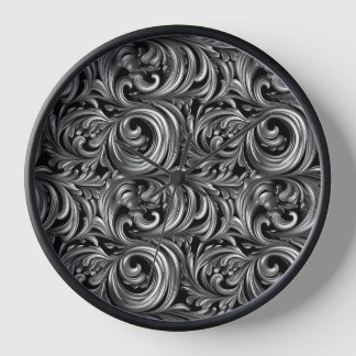 Liquid Elegance - Metallic Black liquid pattern Clock