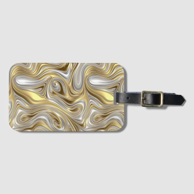 Liquid Elegance - Metallic liquid pattern Luggage Tag (Front Horizontal)