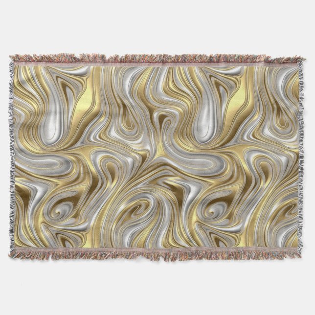 Liquid Elegance - Metallic liquid pattern Throw Blanket (Front)