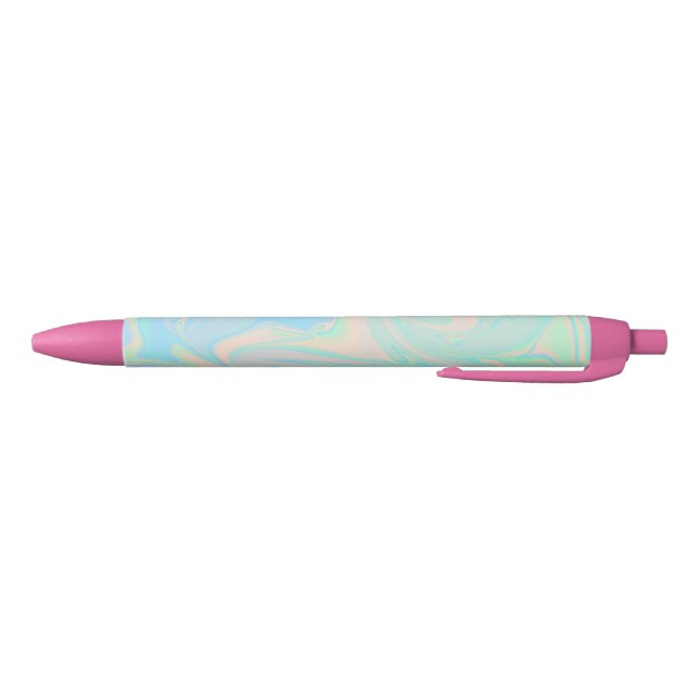 Liquid faux holographic iridescent texture black ink pen (Bottom)