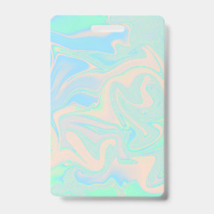 Liquid faux holographic iridescent texture ID badge