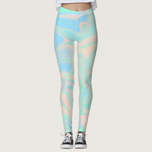 Liquid faux holographic iridescent texture leggings