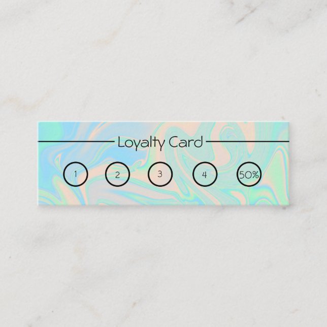 Liquid faux holographic iridescent texture loyalty card (Front)