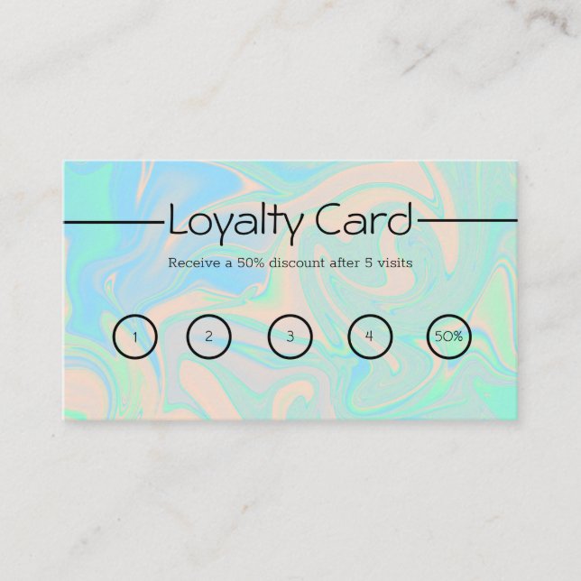 Liquid faux holographic iridescent texture loyalty card (Front)