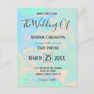 Liquid faux holographic iridescent texture postcard