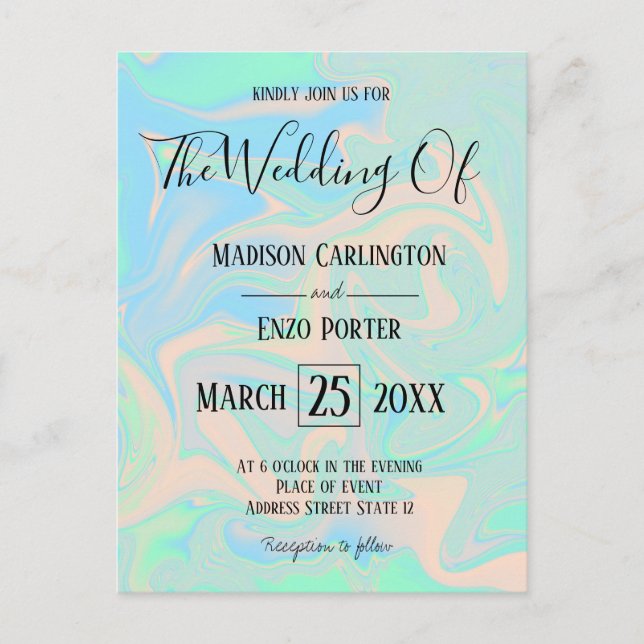 Liquid faux holographic iridescent texture postcard (Front)