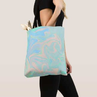 Liquid faux holographic iridescent texture tote bag