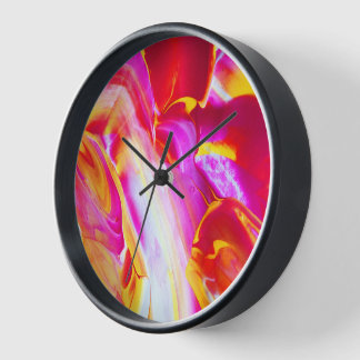 Liquid Flame - Bright Orange & Yellow design Clock