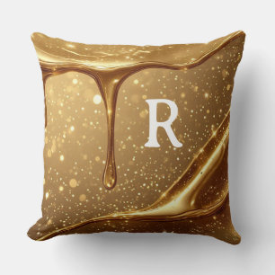 Liquid Gold Drip Glitter Bokeh Luxury Glam Cushion