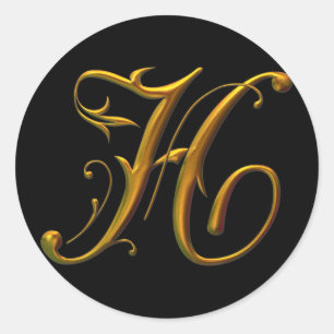 Liquid Gold H monogram Classic Round Sticker