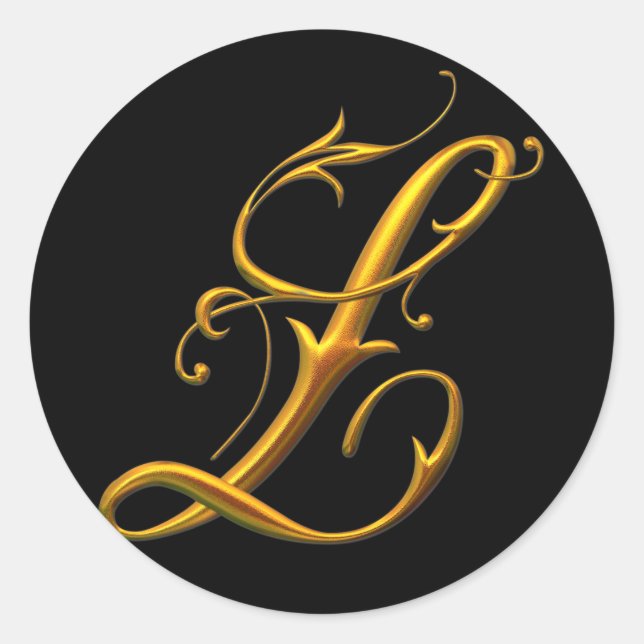 Liquid Gold L monogram Classic Round Sticker (Front)