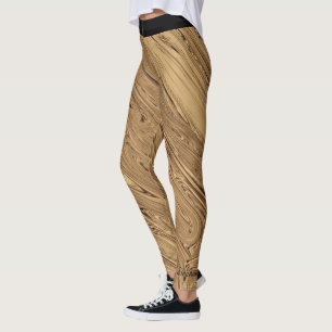 Liquid Gold Leggings with Black Waistband