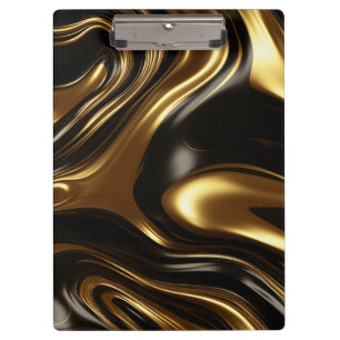 Liquid Gold shiny metallic swirl Clipboard