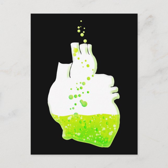 liquid green anatomical heart postcard (Front)