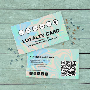 Liquid holographic iridescent texture QR code Loyalty Card