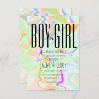 Liquid Iridescent Gender Reveal He or She