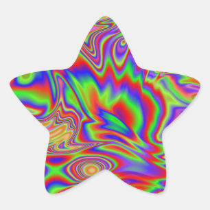 Liquid iridescent rainbow texture star sticker