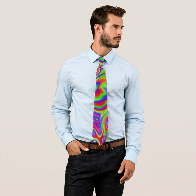 Liquid iridescent rainbow texture tie (In Situ)