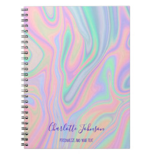 Liquid Iridescent Unicorn Colour Design + Add Text Notebook