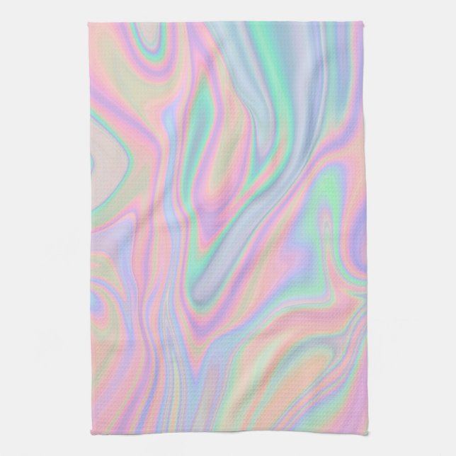 Liquid Iridescent Unicorn Colour Design Tea Towel (Vertical)