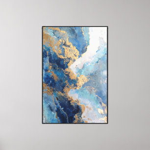 Liquid Light: Teal & Gold Abstract Canvas Print