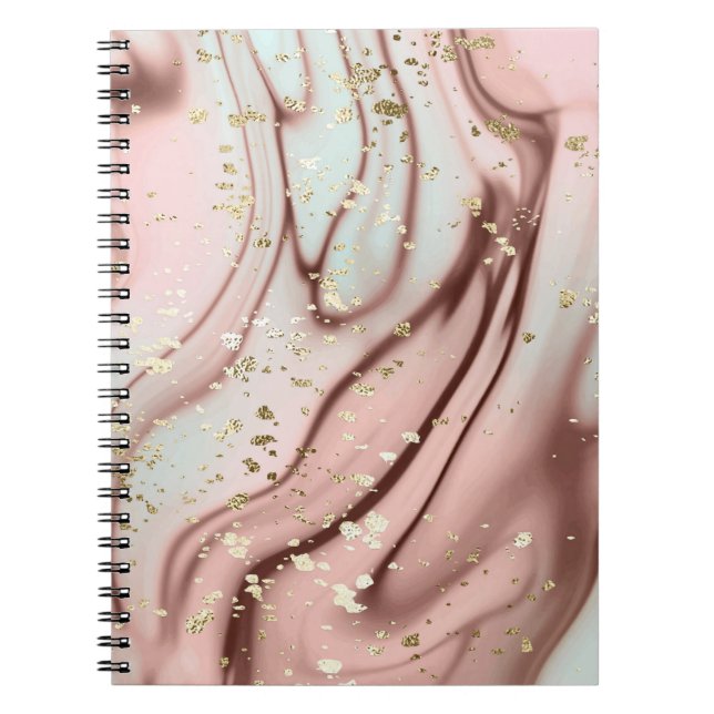 Liquid marble: abstract background, gold glitter notebook (Front)