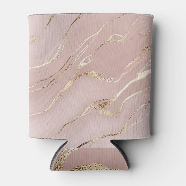 Liquid marble, abstract gold wave painting. can cooler (Front)
