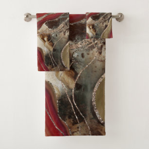 Liquid Marble Agate Glitter Glam #2 Bath Towel Set