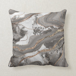 Liquid Marble Agate Glitter Glam #4 (Faux Glitter) Cushion