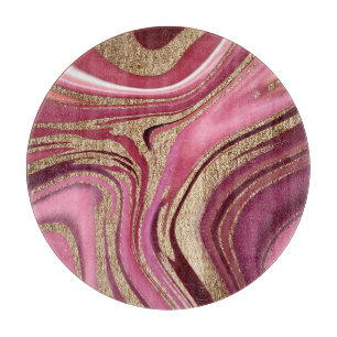 Liquid Marble: Gold Red Abstract. Cutting Board