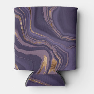 Liquid Marble: Gold Splash Abstract Can Cooler