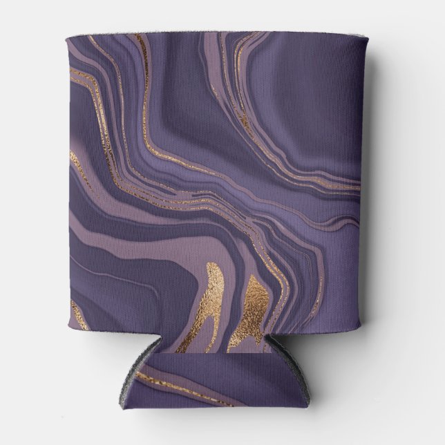 Liquid Marble: Gold Splash Abstract Can Cooler (Front)