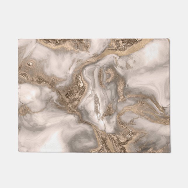 Liquid marble - pearl and gold doormat (Front)