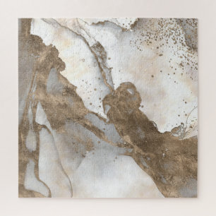 Liquid marble - pearl and gold jigsaw puzzle