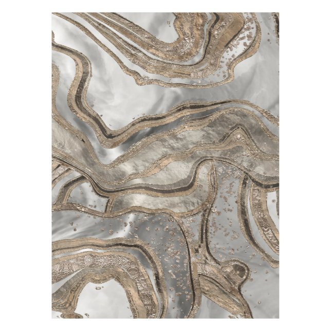 Liquid marble - pearl and gold tablecloth (Front)