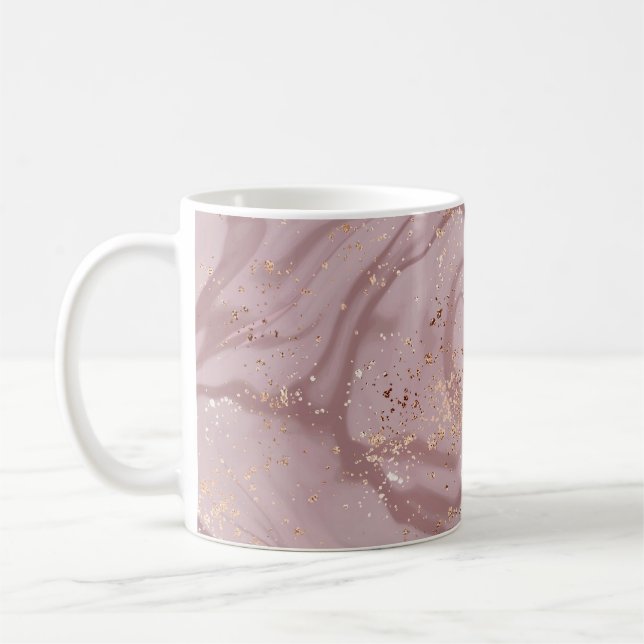 Liquid Marble: Rose Gold Artistry. Coffee Mug (Left)