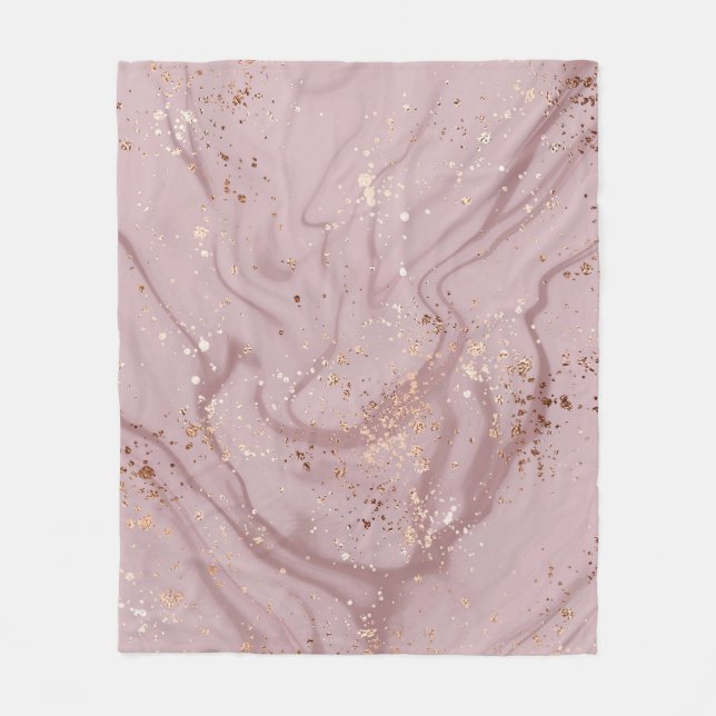 Liquid Marble: Rose Gold Artistry. Fleece Blanket (Front)