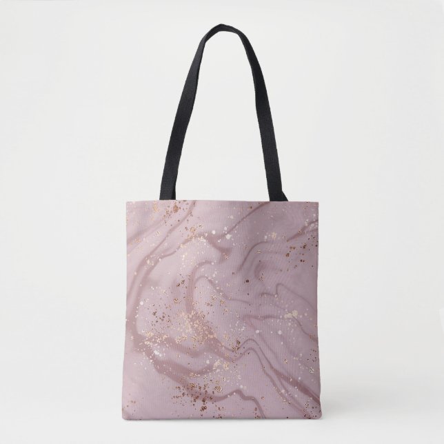 Liquid Marble: Rose Gold Artistry. Tote Bag (Front)