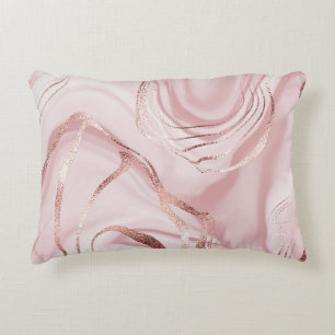 Liquid Marble Rose Gold Waves Decorative Cushion