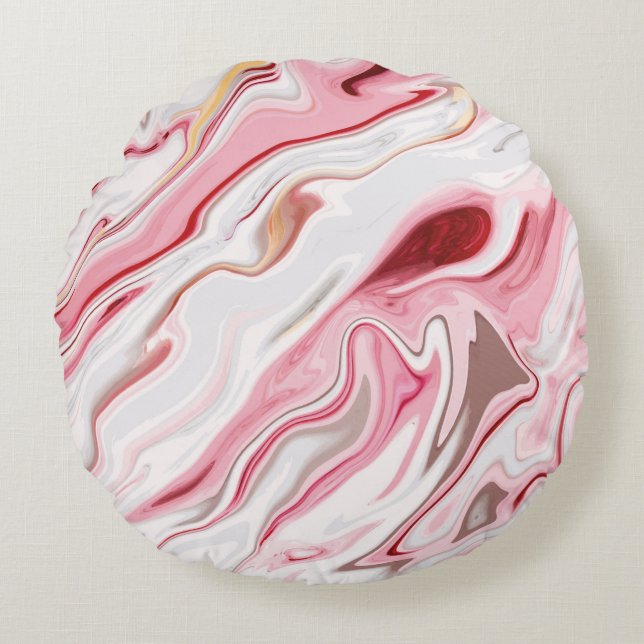 Liquid marble texture design, colourful marbling s round cushion (Front)