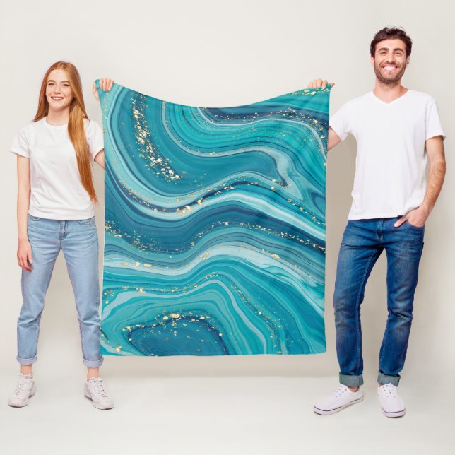 Liquid Marbled And Glitter  Fleece Blanket (In Situ)