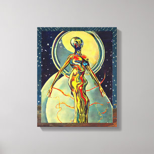 Liquid Metal Alien Abstract Celestial orignal art Canvas Print