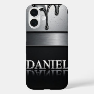💧 Liquid Metal “Daniel” Flow Dripping Chrome  iPhone 16 Case