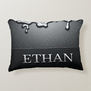 Liquid Metal Ethan Name Chrome Gloss Drip Decorative Cushion