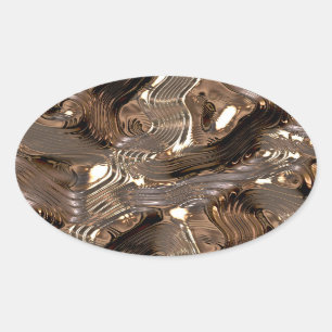Liquid Metal Oval Sticker
